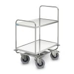 Cărucior universal heavy-duty ergonomic Hupfer SSW 8x5/2 ERGO din inox cu 2 polițe 800 x 500 mm