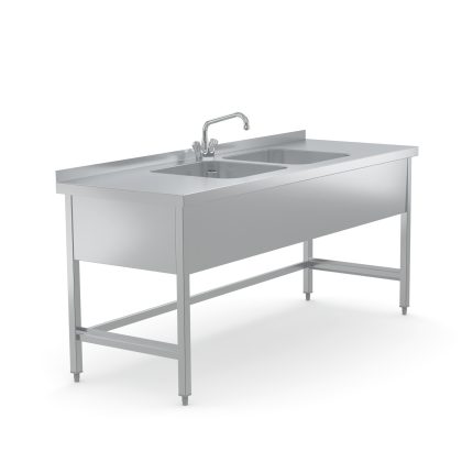 Masă de spălare Hupfer ST AH50 2B 2000/700/900 001 din inox cu 2 cuve pentru pre-curățare instrumentar medical