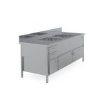 Masă de spălare Hupfer ST-EH AH150 2B 2100/800/850-1150 din inox cu reglaj pe înălțime
