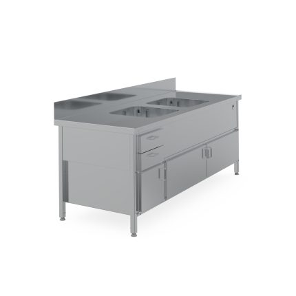 Masă de spălare Hupfer ST-EH AH150 2B 2100/800/850-1150 din inox cu reglaj pe înălțime