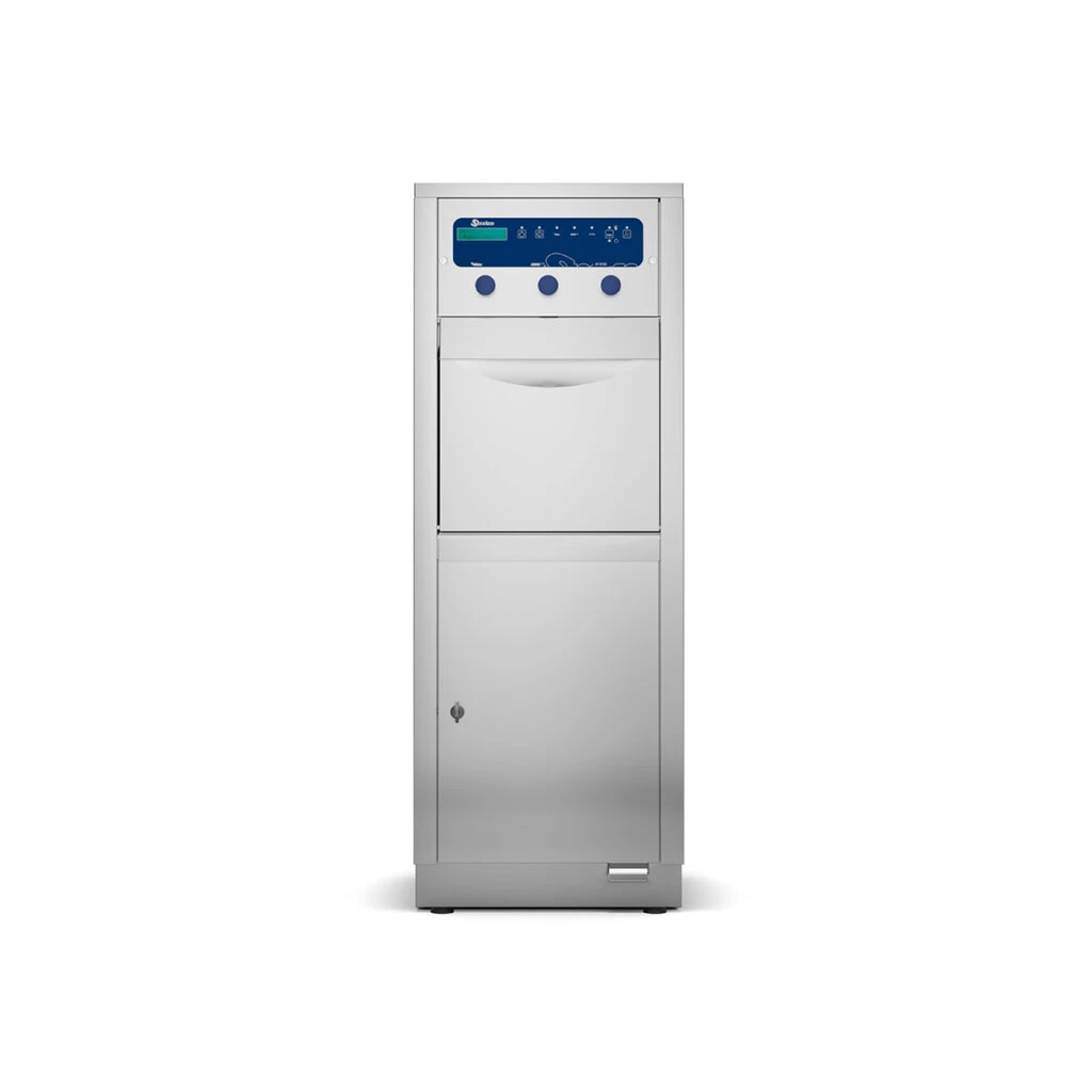 BP-100-H-FRONT-CLOSED-1024x1024-optimized Mașină de spălat și dezinfectat plosti și urinare SteelcoBelimed BP 100 H, deschidere automată prin pedală și închidere manuală - Image 1